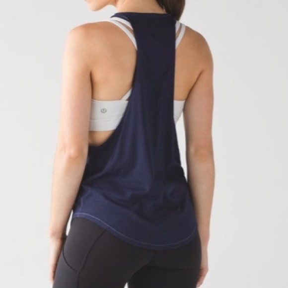 Lululemon Sweat Date Tank Cotton Muscle Crewneck Navy Blue - Picture 2 of 8